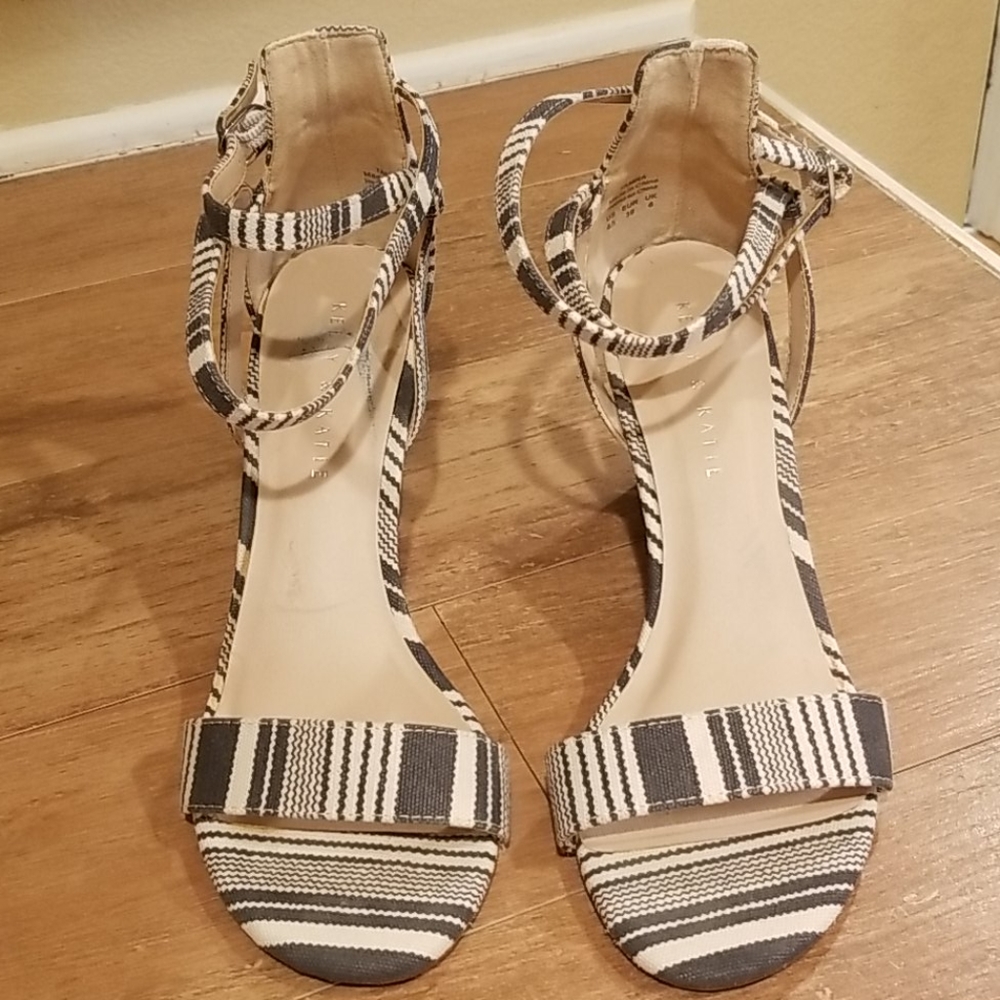 Katie and Kelly striped canvas wedge